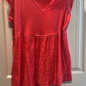 Torrid Red Ruffled Blouse with Relaxed Fit
